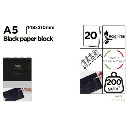 Block de Dibujo Papel Negro 200 G/M² A5 20 Hojas