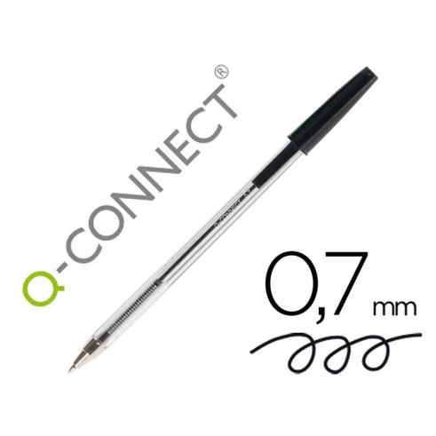 BOLÍGRAFO TRANSPARENTE Q-CONNECT NEGRO MEDIO