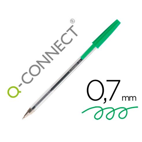 BOLÍGRAFO TRANSPARENTE Q-CONNECT VERDE MEDIO