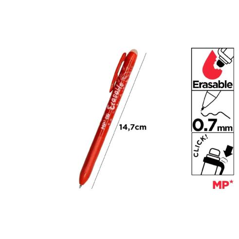 Bolígrafo Borrable con Click Punta 0,7mm Rojo