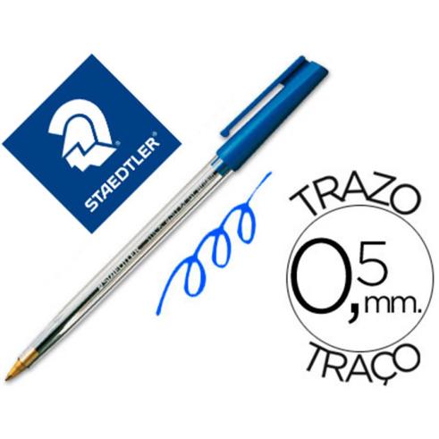 Boligrafo Staedtler Stick Azul con Capuchón