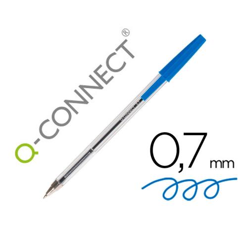 BOLIGRAFO TRANSPARENTE Q-CONNECT AZUL MEDIO