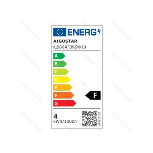 Bombilla de Filamento LED Regulable E14 G45 4W Luz Cálida 2700K