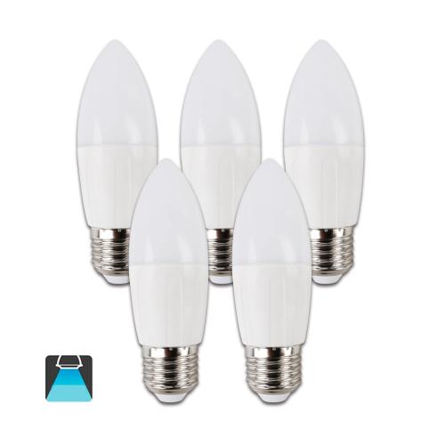 BOMBILLA LED A5 C37 / 5W E27 LUZ BLANCA 6400K (PACK 5 UNIDADES)
