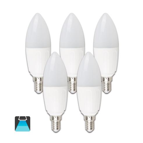 BOMBILLA LED A5 C37  / 6W E14 LUZ BLANCA 6400K (PACK 5 UNIDADES)