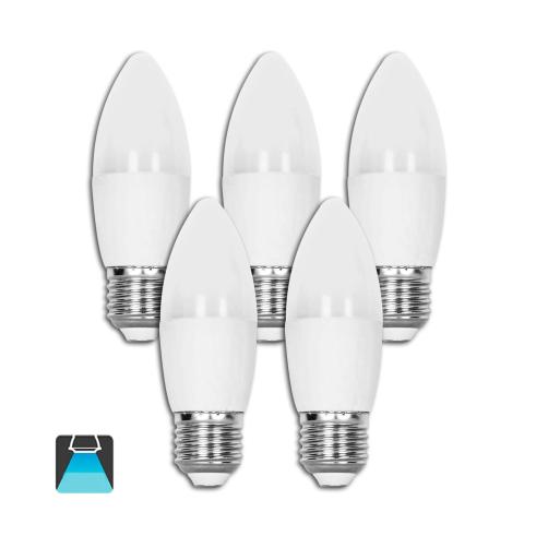 BOMBILLA LED A5 C37 / 6W E27 LUZ BLANCA 6400K (PACK 5 UNIDADES)