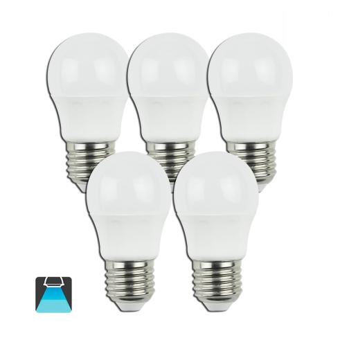 BOMBILLA LED A5 G45  BIG ANGLE / 6W E27 LUZ BLANCA 6400K (PACK 5 UNIDADES)