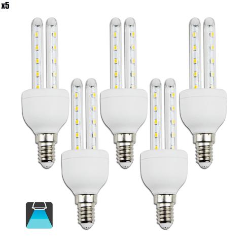 BOMBILLA LED B5 T3 2U / 6W E14 LUZ BLANCA 6400K (PACK 5 UNIDADES)