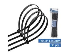 Bridas de Nylon Negras 30 unidades (W4.8*L250mm)