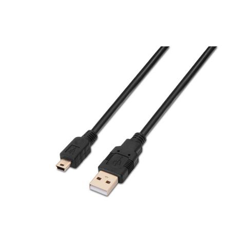 Cable USB 2.0 - Tipo A Macho a Mini B Macho 1.8m Negro Aisens