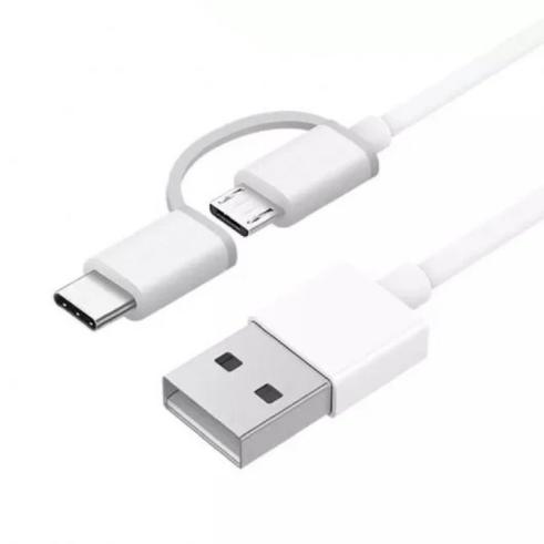 Cable USB-A a MicroUSB con Adaptador a USB-C 1m Blanco Xiaomi