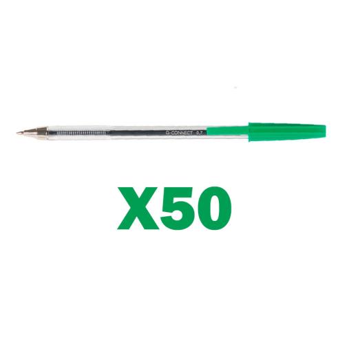 CAJA 50 Q-CONNECT BOLIGRAFO VERDE MEDIO