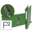 Carpeta de 2 Anillas 25mm Folio Forrado Papercoat con Ollao y Tarjetero Compresor de Plástico Verde