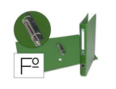 Carpeta de 2 Anillas 25mm Folio Forrado Papercoat con Ollao y Tarjetero Compresor de Plástico Verde