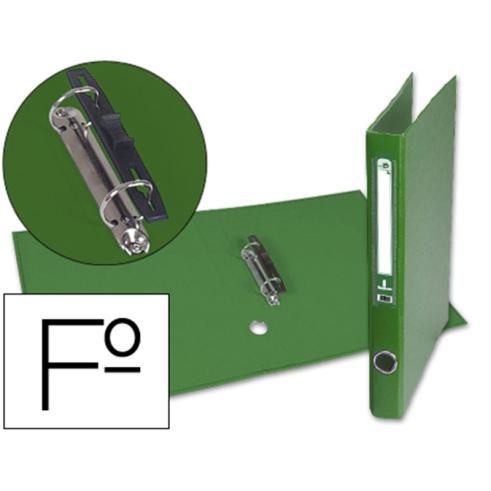 Carpeta de 2 Anillas 25mm Folio Forrado Papercoat con Ollao y Tarjetero Compresor de Plástico Verde