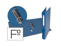 Carpeta de 2 Anillas 25mm Folio Forrado Papercoat con Ollao y Tarjetero Compresor de Plástico Azul