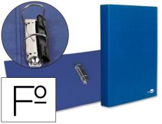 CARPETA DE 2 ANILLAS CON COMPRESOR DE PLÁSTICO COLOR AZUL