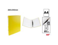 Carpeta de Cartón Fº 4 Anillas Amarillo
