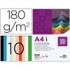 CARTULINA SURTIDO 10 COLORES A4 180g/m2 LIDERPAPEL(100 unidades)