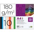 CARTULINA SURTIDO 10 COLORES A4 180g/m2 LIDERPAPEL(100 unidades)