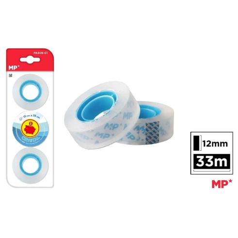 Cinta Adhesiva Cristal 12 mm x 33 m 3 Unidades