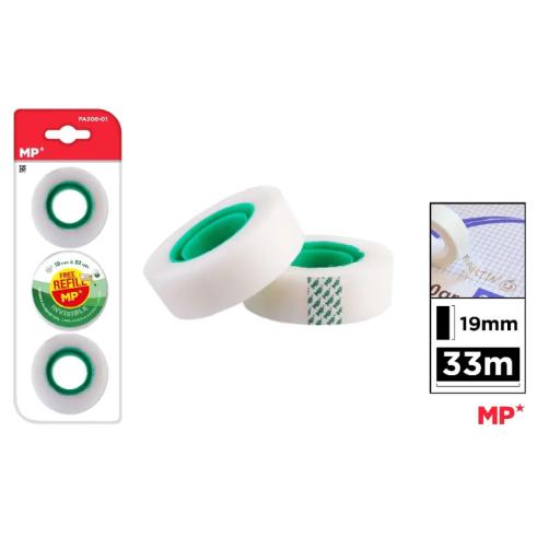 Cinta Adhesiva Invisible 19 mm x 33 m 3 Unidades