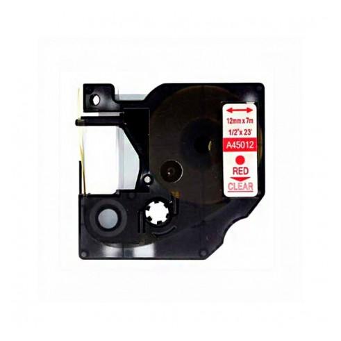 Compatible Dymo D1 45012 Rojo / Transparente