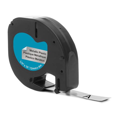 Compatible Dymo LetraTag S0721730 Negro / Plata
