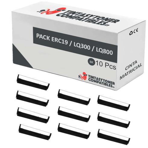 Compatible PACK 10X Cinta Matricial EPSON ERC19 / LQ300 / LQ800