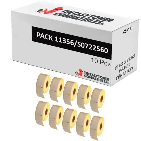 Compatible PACK 10X DYMO LABELWRITER 11356 Etiquetas Multipropósito de Papel Térmico
