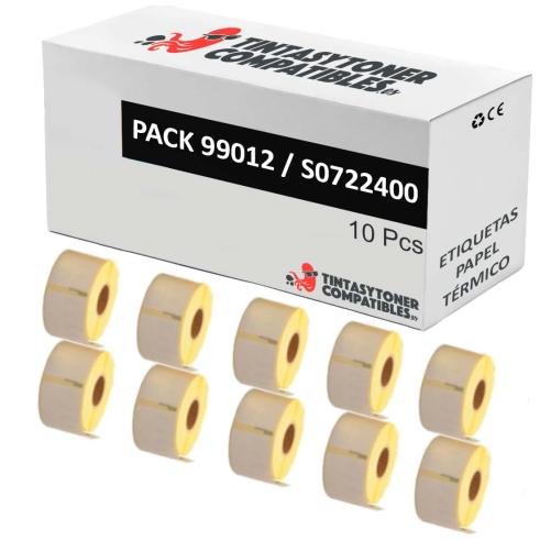 Compatible PACK 10X DYMO LABELWRITER 99012 Etiquetas de Dirección Grandes de Papel Térmico