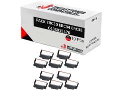 Compatible Pack 10x Epson ERC30 ERC34 ERC38 Negro/Rojo