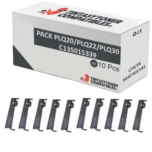 Compatible Pack 10x Epson PLQ20/PLQ22/PLQ30 Cinta Matricial Negra