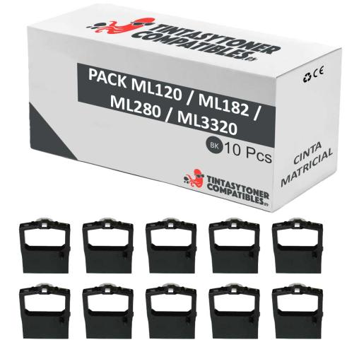 Compatible Pack 10x OKI ML120 / ML182 / ML280 / ML3320 Negra Cinta Matricial