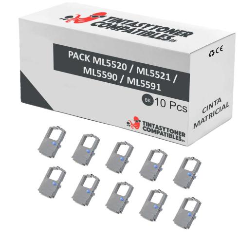 Compatible Pack 10x OKI ML5520 / ML5521 / ML5590 / ML5591 Negra Cinta Matricial