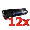 Compatible Pack 12 x HP CB436A Negro