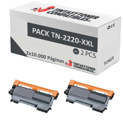 Compatible Pack 2x Brother TN2220/TN2210/TN2010/TN450XL Alta Capacidad (10K)