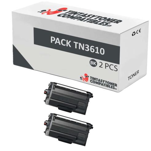 Compatible Pack 2x Brother TN3610 Negro