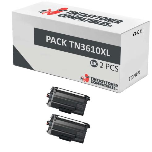 Compatible Pack 2x Brother TN3610XL Negro
