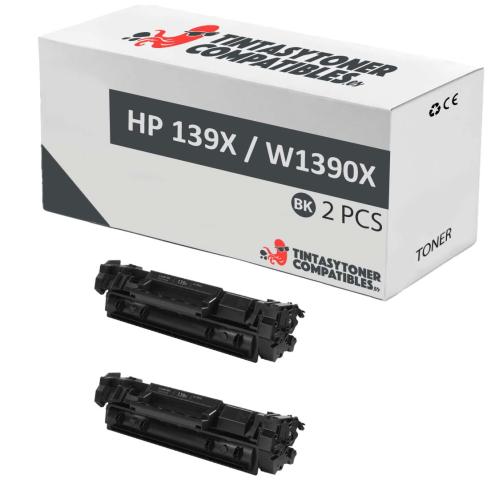 Compatible Pack 2x HP W1390X Negro