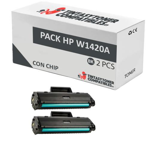 Compatible Pack 2x HP W1420A Negro (Con Chip)