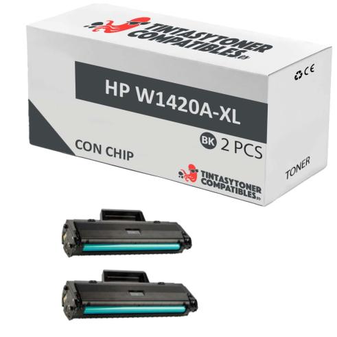 Compatible Pack 2x HP W1420A-XL Negro (Con Chip)