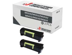 Compatible Pack 2x Lexmark MS310 / MS312 / MS410 / MS415 / MS510 / MS610 Negro