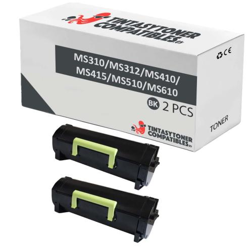 Compatible Pack 2x Lexmark MS310 / MS312 / MS410 / MS415 / MS510 / MS610 Negro