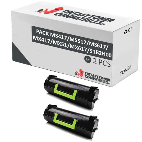 Compatible PACK 2X Lexmark MS417 / MS517 / MS617 / MX417 / MX517 / MX617 Negro