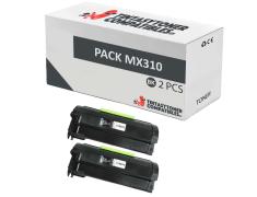Compatible Pack 2x Lexmark MX310 / MX410 / MX510 / MX511 / MX611 Negro