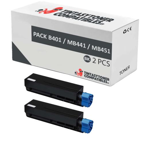 Compatible Pack 2x OKI B401 / MB441 / MB451