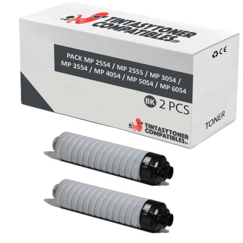 Compatible Pack 2x Ricoh Aficio MP 2554 / MP 2555 / MP 3054 / MP 3554 / MP 4054 / MP 5054 / MP 6054 Negro