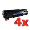 Compatible Pack 4 x HP CB436A Negro