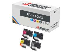 Compatible Pack 4x Brother LC521